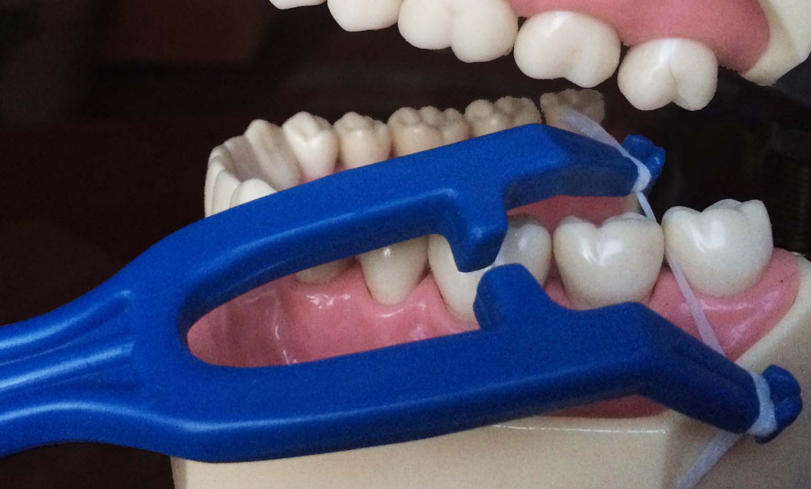 FlossGrip reaching the back of the mouth